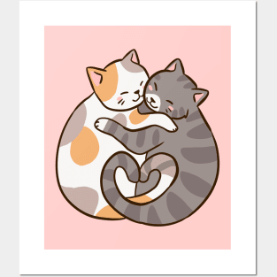 Cute cat hug Posters and Art